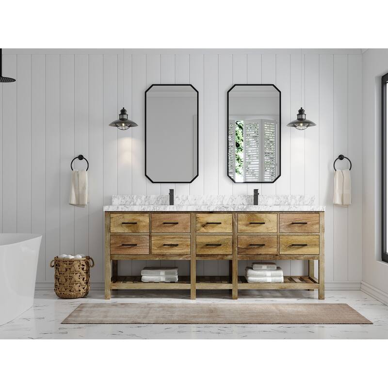 Willow Collections 84 in. W x 22 in. D Parker Mango Double Bowl Sink Bathroom Vanity with Parker Countertop