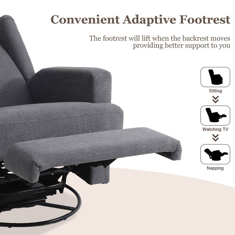 Swivel Wingback Glider Rocker Nursery Recliner Chair