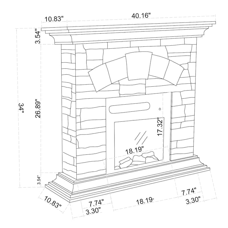 40 in. Faux Stone Freestanding Electric Fireplace - 40" in Width