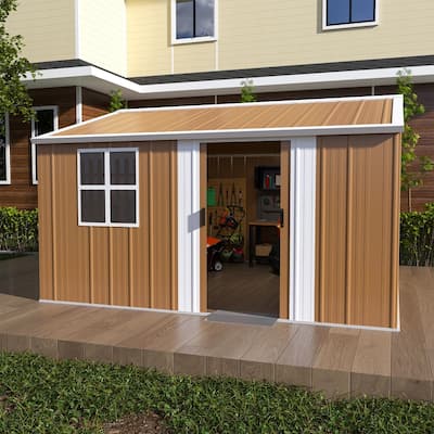 12x10FT Heavy-Duty Metal Storage Shed with Windows, Lockable Door and Ventilation