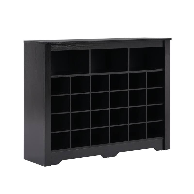 Modern Shoe Cabinet Storage Cabinet with Curved Base - Black