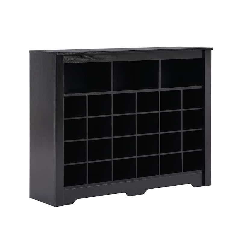 Roomfitters Modern 24-Cubby Shoe Cabinet with Curved Base, Console and Versatile Sideboard for Entryway
