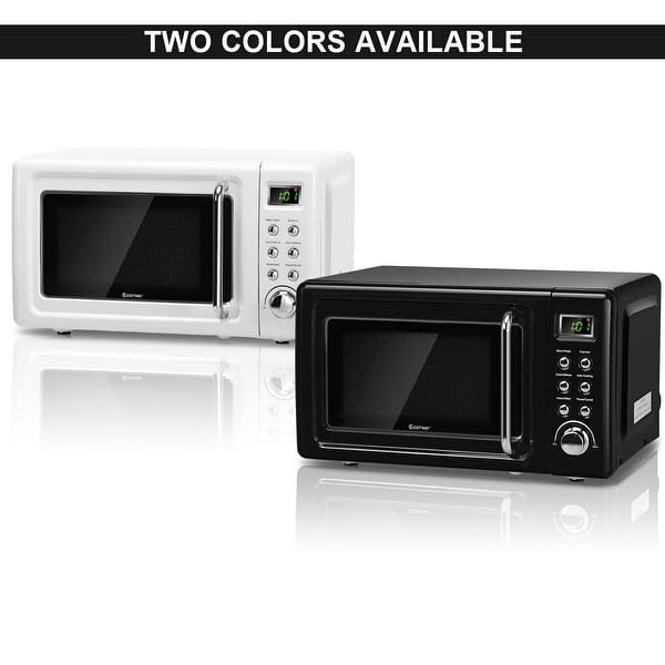 Shop Costway 0 7cu Ft Retro Countertop Microwave Oven 700w Led