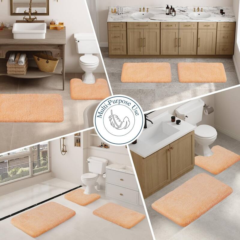 Bathroom Rug Non Slip Bath Mat for Bathroom, Water Absorbent Soft Microfiber Shaggy Bathroom Mat Machine Washable Bath Rug
