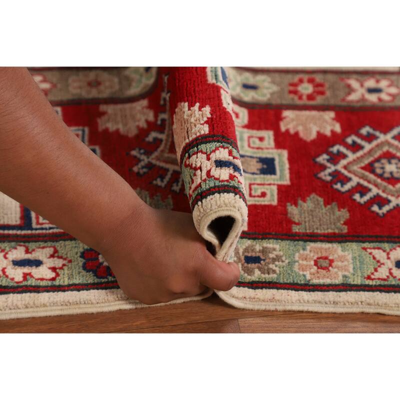 Ivory Kazak Oriental Area Rug Hand-Knotted Wool Carpet - 6'7" x 9'8"