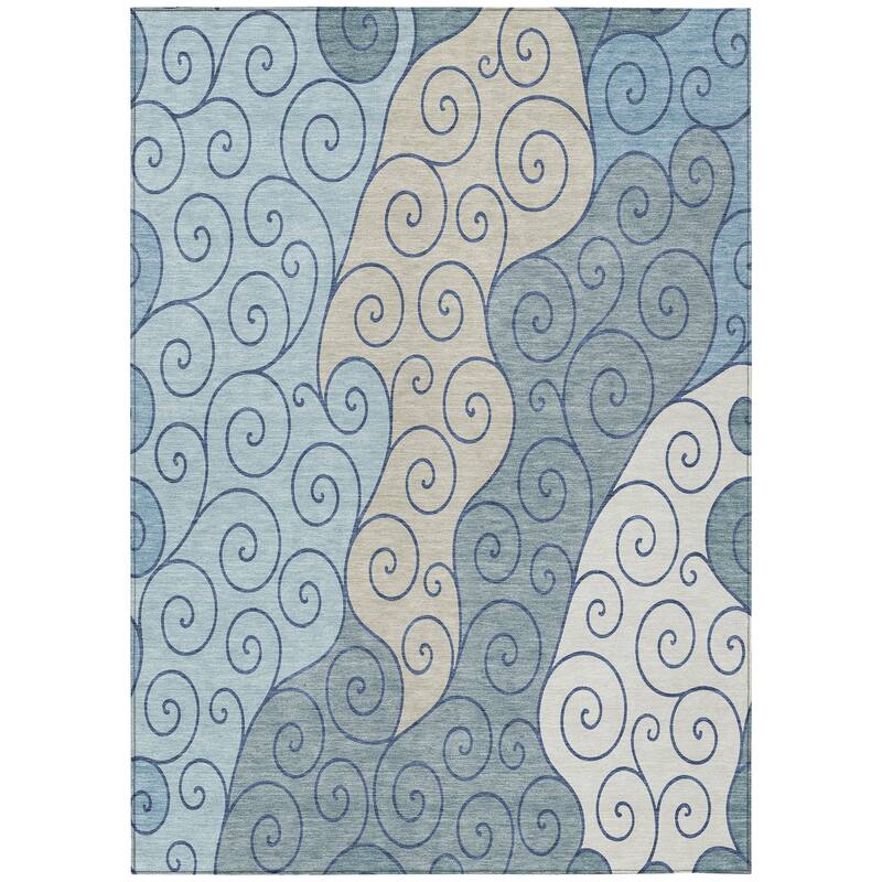 Machine Washable Indoor/ Outdoor Swirly Chantille Rug