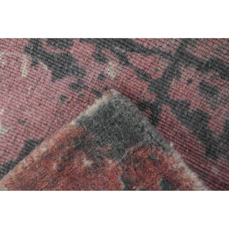 Hand Knotted Oriental Viscose Silk Carpet Modern All-Over Oranges & Rust Abstract Runner Rug - 4' 7'' X 2' 4''