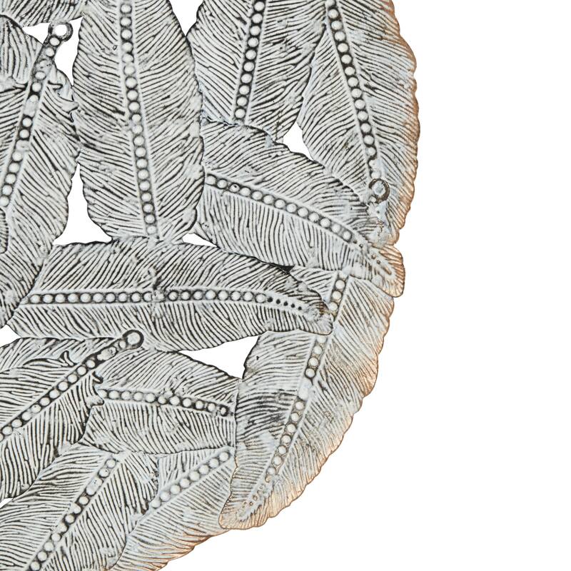 Madison Park Rosalie Textured Feather 3-piece Metal Disc Wall Decor Set