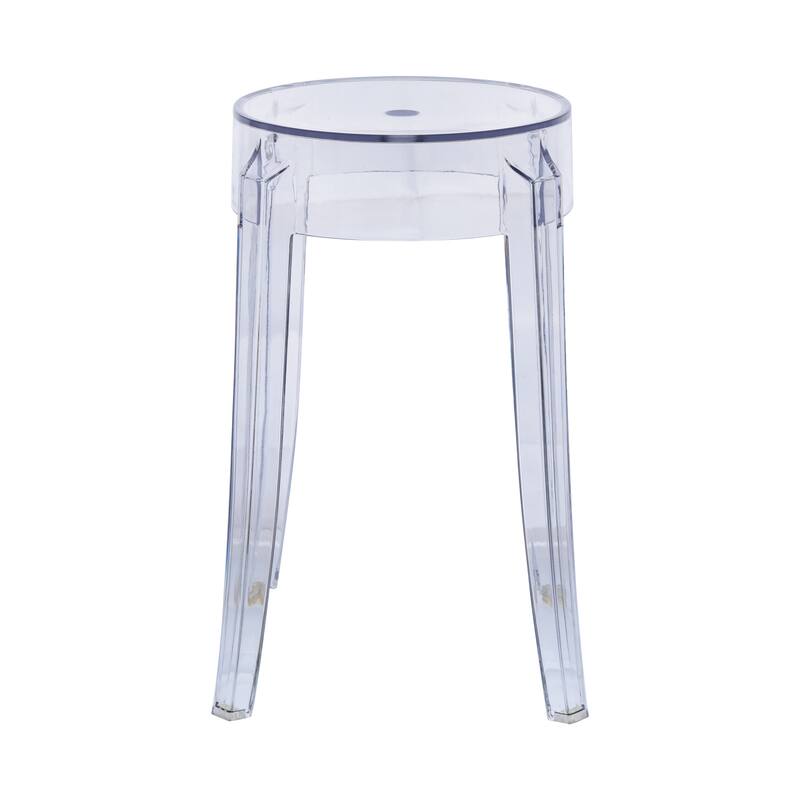 LeisureMod 18" High Backless Acrylic Counter Stool with Round Seat and Foot Rest for Home Dining Room and Kitchen - 18.1" - Single
