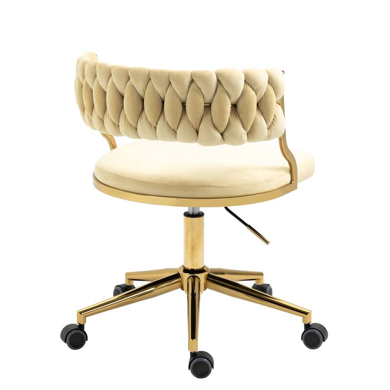 Velvet Home Desk Chair Office Swivel Chair with Wheels and Gold Base