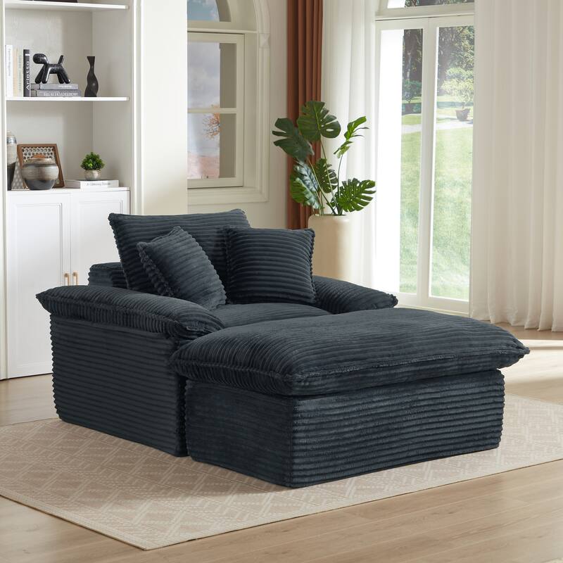 51.97" Modern Comfortable Cushioned Compression Single Sofa with Footrest