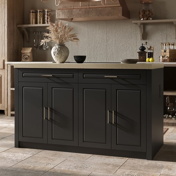 slide 2 of 42, Kitchen Island with Storage Cabinet, White Kitchen Island Table with Drawers & Shelves Pantry Black