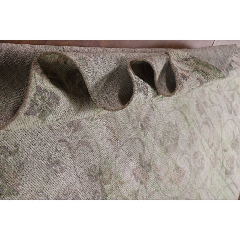 Floral Modern Oriental Area Rug Hand-Knotted Wool Carpet - 7'11"x 11'5"