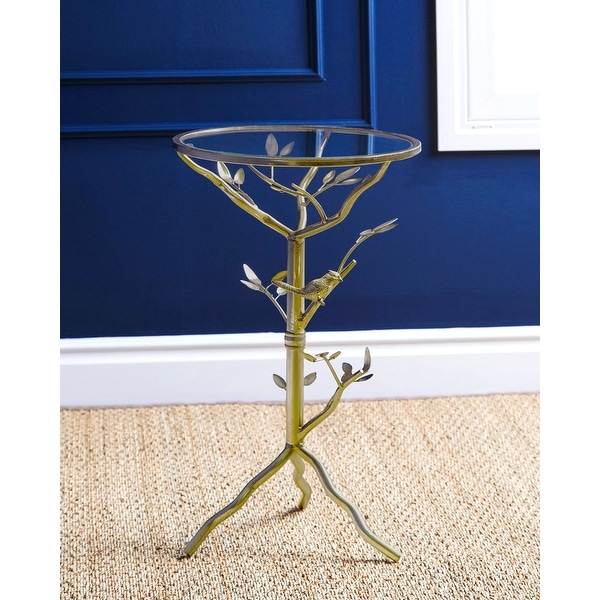Abbyson Venetian Round Glass Tea Table. Opens flyout.