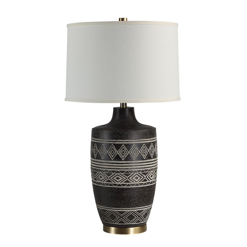 Geometric Motif Table Lamp with Tapered Shade - 30.5" - Black
