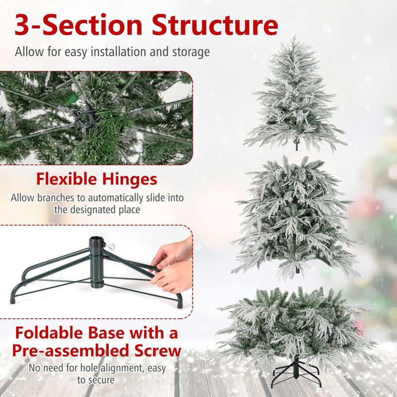 Gymax 6/7/8 FT Artificial Christmas Tree w/1108 PE PVC Branch Tips & - Green, White