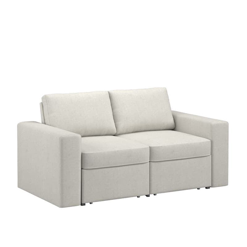 Soma Upholstered Loveseat with 2 Hidden Metal Wire Storage Drawers by iNSPIRE Q Modern - Ivory