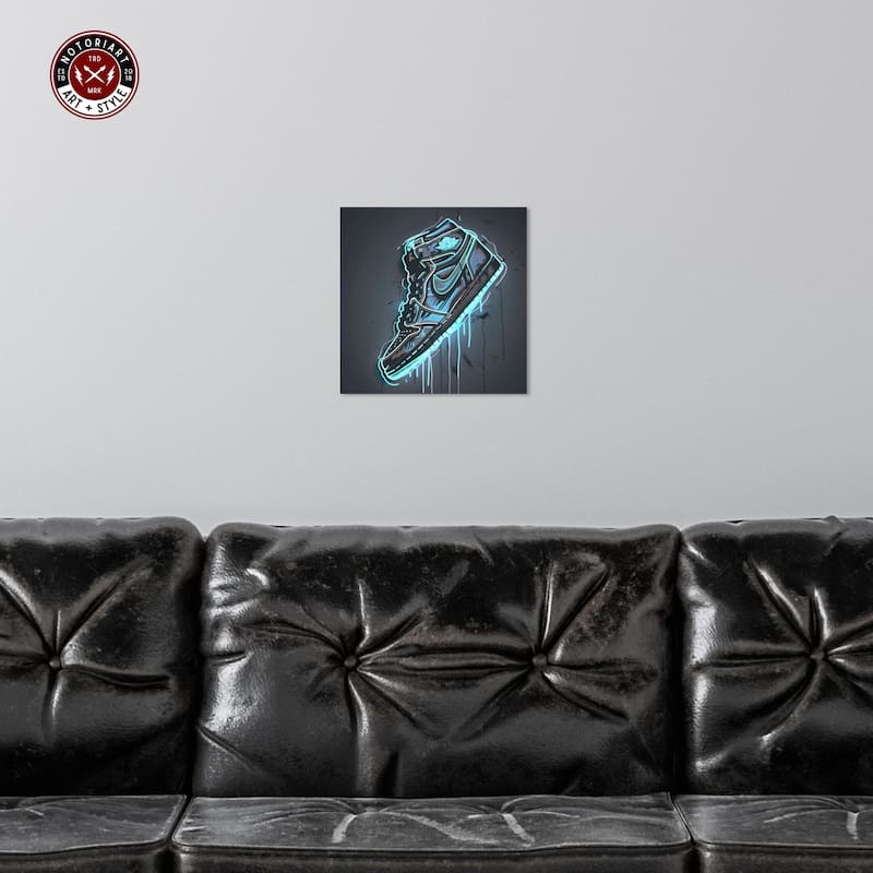 Notoriart Blue Glow Sneaker Gallery Wrapped Sneaker 1 Piece Canvas Wall Art
