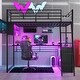preview thumbnail 14 of 24, Modern Loft Bed with LED Design, Desk and 4 Storage Shelves, Space-Saving Metal Loft Bed Frame with Full-Length Guardrails Black - Full