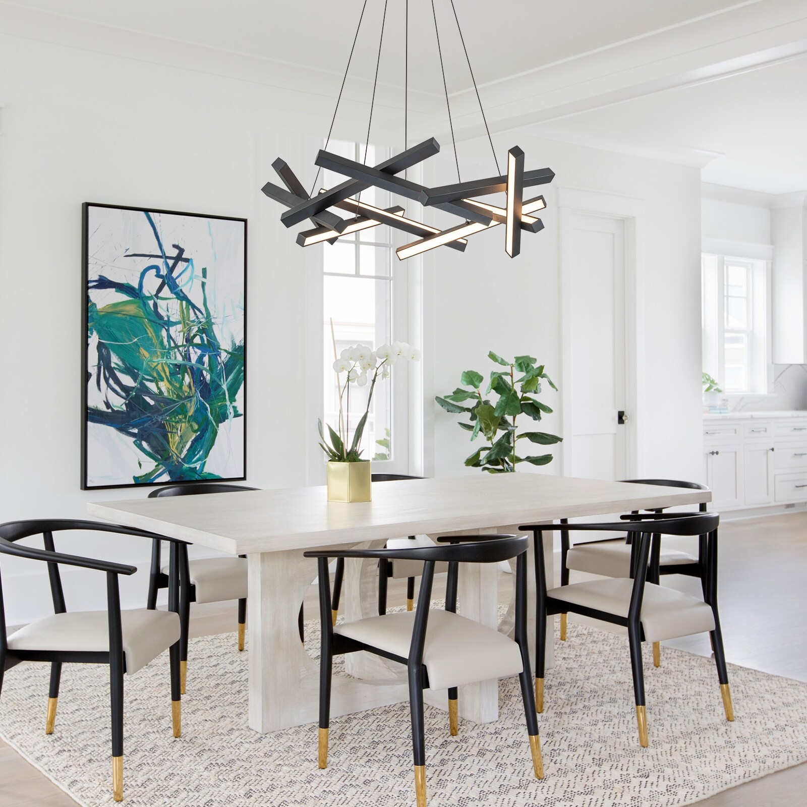 ●ONE BRILLIANT● NatalyOB551Black 5009360776 Onato 10-Light Modern Dimmable Integrated LED Chandelier