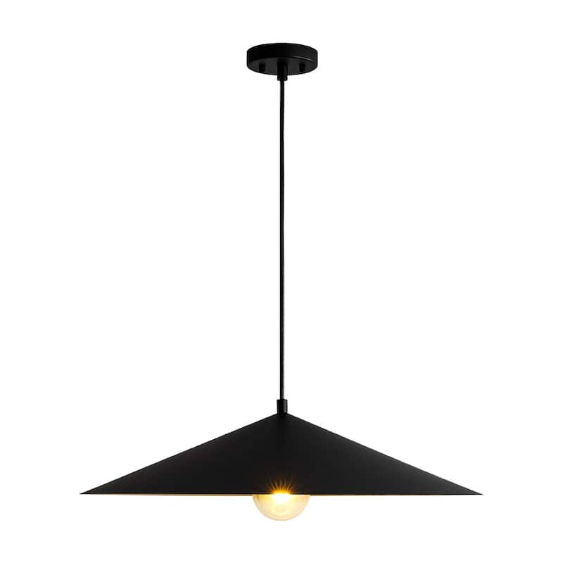 Black Gold 1-light Minimalist Metal Oversized Shallow Cone Pendant
