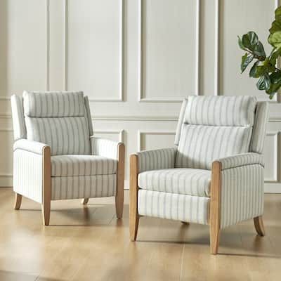 Suares Transitional Nailhead Manual Recliner with Solid Wood Legs Set of 2 by HULALA HOME