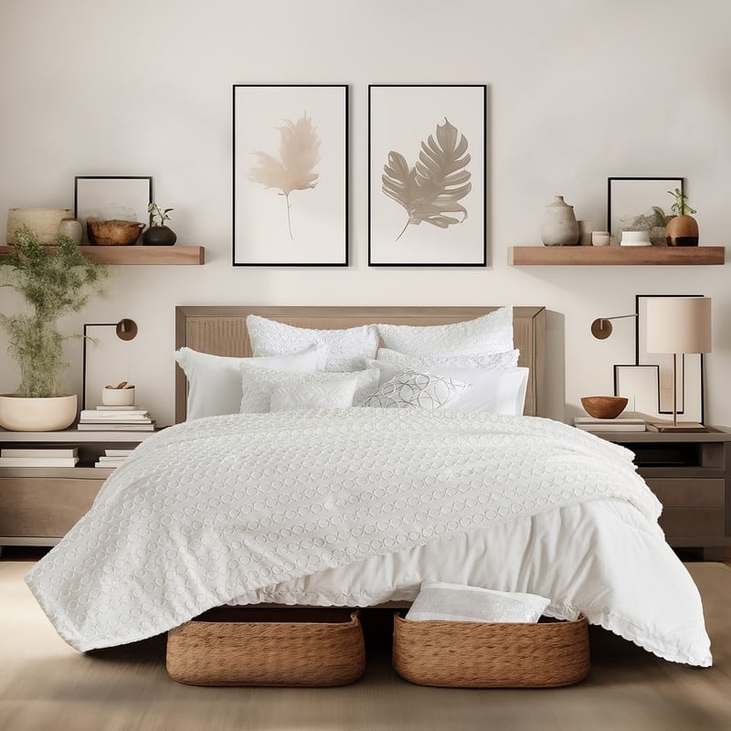 Wonderful Jacquard 8-Piece Comforter Set Clip Circle Design Bed in A Bag Reversible for All Seasons - Queen