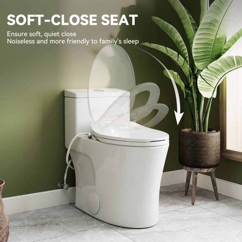 HOROW Non-Electric Bidet Seat for Elongated Toilets with Front and Rear Wash, Adjustable Water Pressure in White