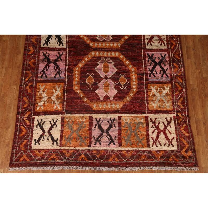Tribal Geometric Moroccan Oriental Area Rug Hand-knotted Wool Carpet - 6'9" x 10'0"