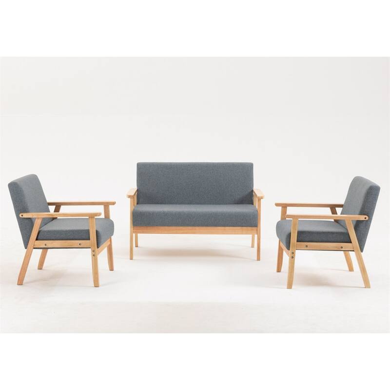 Loveseat and 2 Chair Living Room Set - Grey