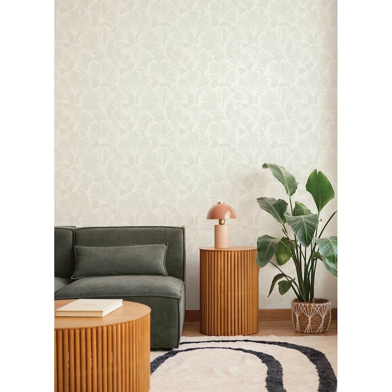 A-Street Prints Kyoto Dove Ginkgo Leaf Wallpaper