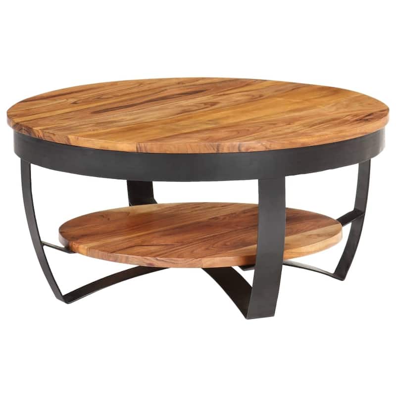 vidaXL Coffee Table 25.6"x25.6"x12.6" Solid Acacia Wood