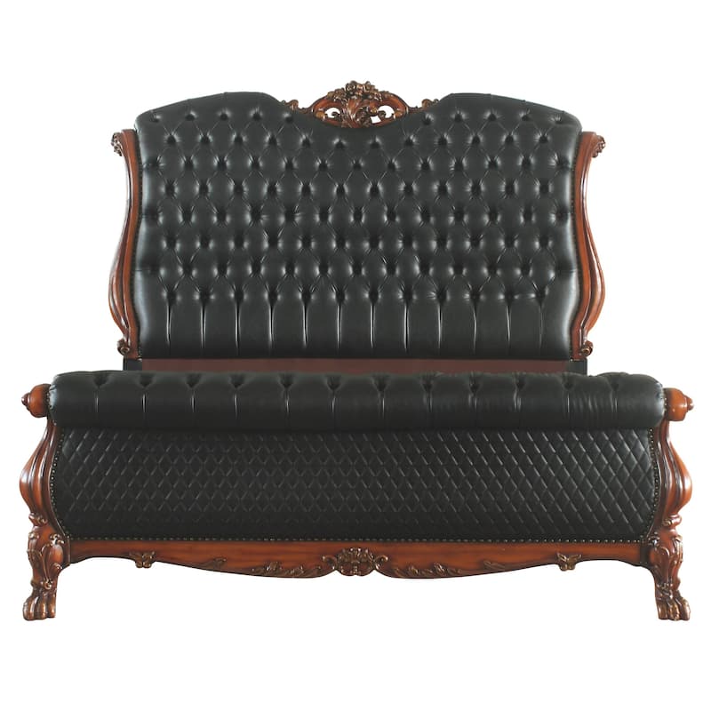 Adison Black and Cherry Oak Sleigh Bed