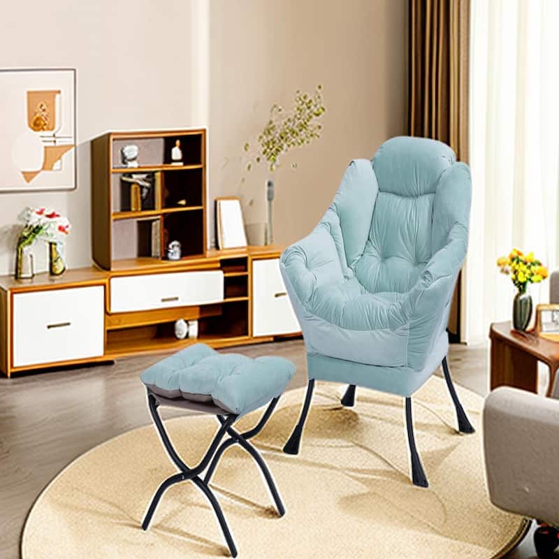 Tufted Accent Chair with Ottoman Cushion Chair Wingback Chair, Upholstered Chairs Lounge Chair with Armrests Side Pocket