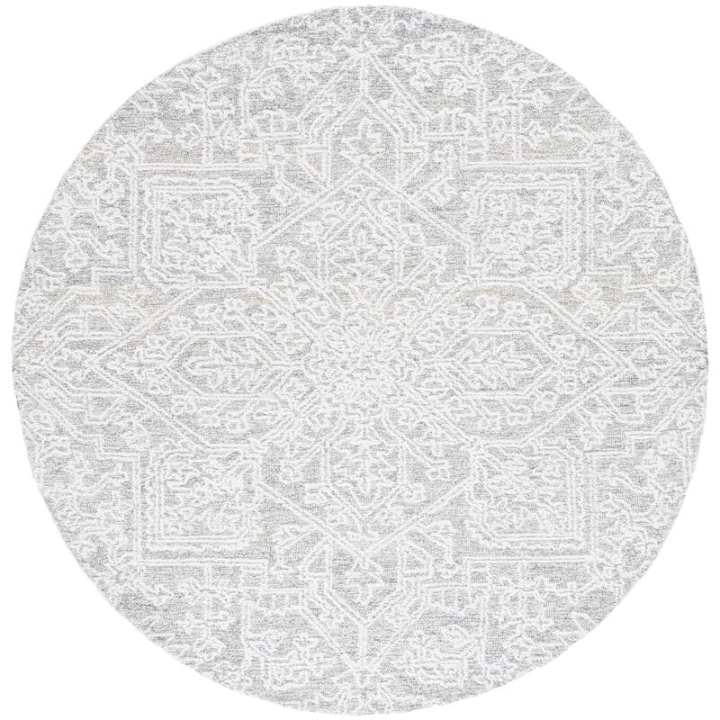 SAFAVIEH Handmade Ebony Fanita Modern Rug - 6' Round - Grey/Ivory