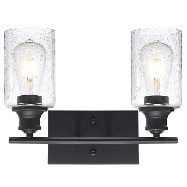 Modern Vanity Light with Seeded Glass Black Lights Fixtures - Bed Bath ...