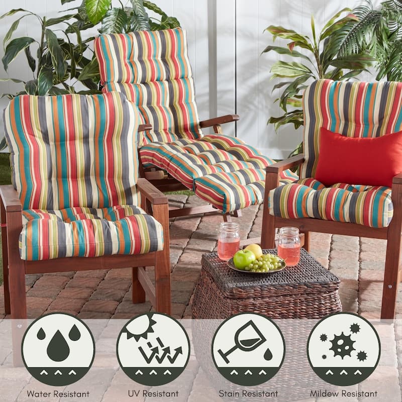 Greendale 21 x 42-inch Multicolor Outdoor Dining Chair Cushion (Set of 2) (Cushions Only)