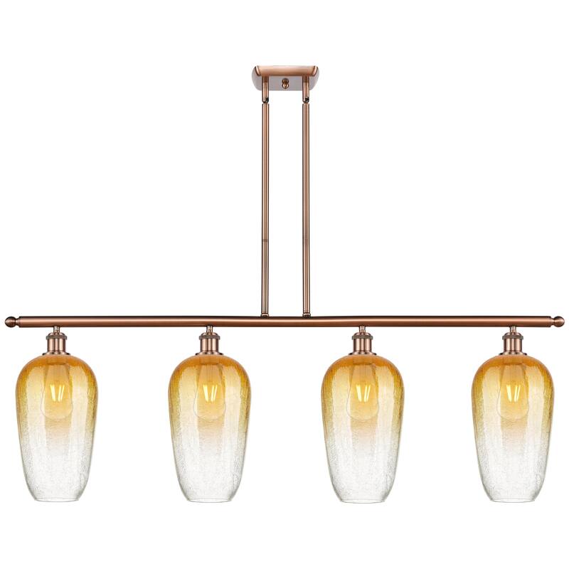 Innovations Lighting Endless Possibilities Ballston - Brookhaven Flute - 4 Light 48" Stem Hung Island Light - Antique Copper/Amber