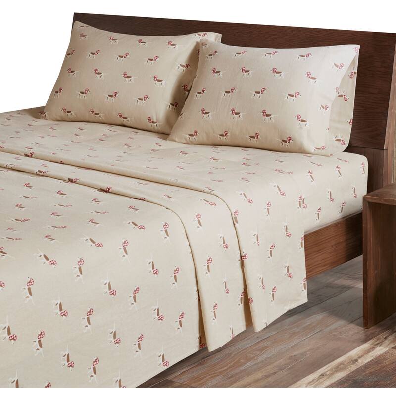 Woolrich Cotton Flannel Sheet Set - Full - tan dog