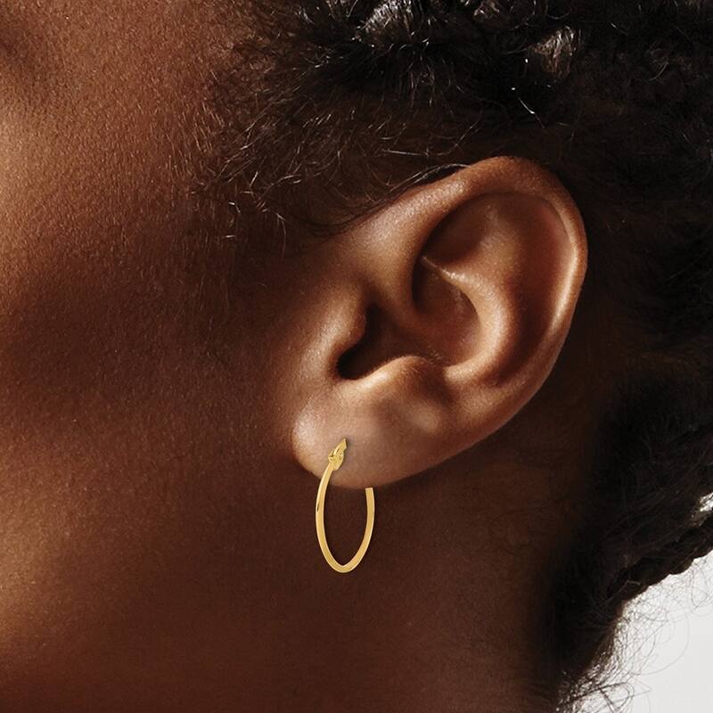Curata 14k Yellow Gold Polished Knife Edge Hoop Earrings - 18.5x16.7mm