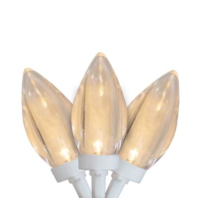 100 Warm White LED C9 Commercial Length Christmas Lights - 41 ft White Wire - 41'