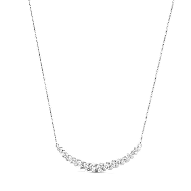 Marquee 1 Carat TW Diamond Smiley Bar Necklace in 14K White Gold