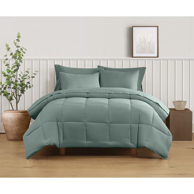 Truly Soft Green Recycled Solid Comforter Set - Sage - Twin XL - 2 Piece