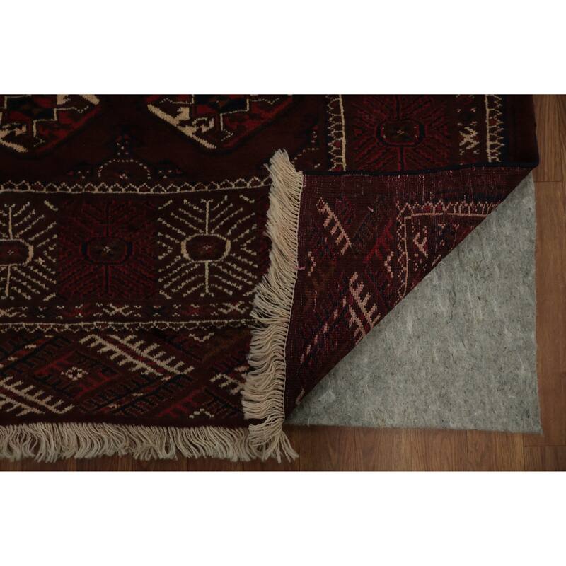 Hand Knotted Oriental 100% Wool Carpet Traditional All-Over Red Turkoman Area Rug - 11' 5'' X 7' 3''
