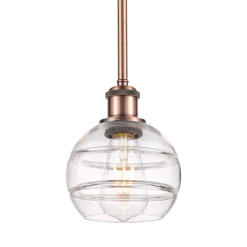 Innovations Lighting 516-1S-8-6 Rochester Pendant Rochester 6" Wide - Antique Copper / Clear