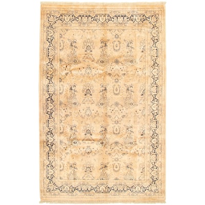 Hand-knotted Pako Persian Beige Wool Rug - 6'2" x 9'3"/6'2 x 9'3