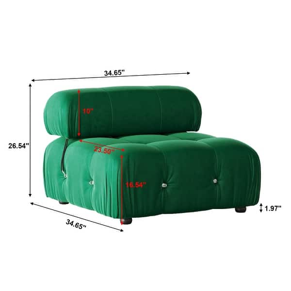 dimension image slide 2 of 4, Armless Single Sofa Velvet Living Room Chair