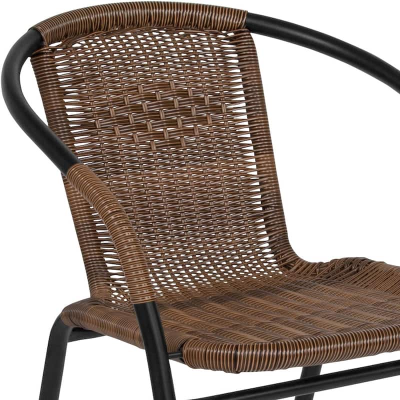 Indoor/Outdoor Stacking Rattan Restaurant Patio Chairs (Set of 4)