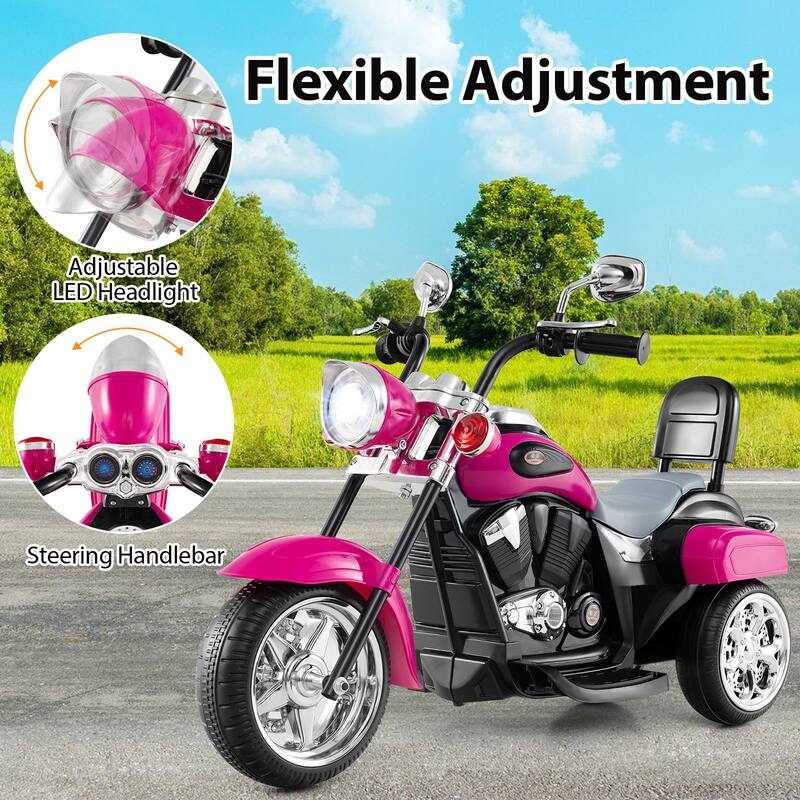 6V Powered Toddler 3-Wheel Motorbike Ride On Toy with Horn and Headlight - 36" x 19" x 25" (L x W x H)