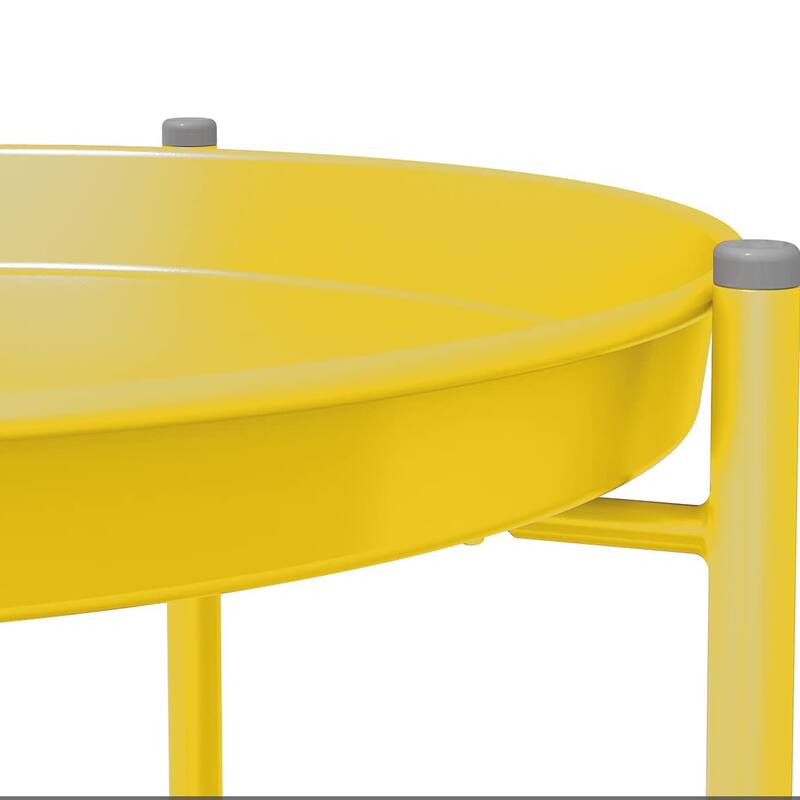 Outdoor Side Table, 2-Tier End Table Round Accent Table